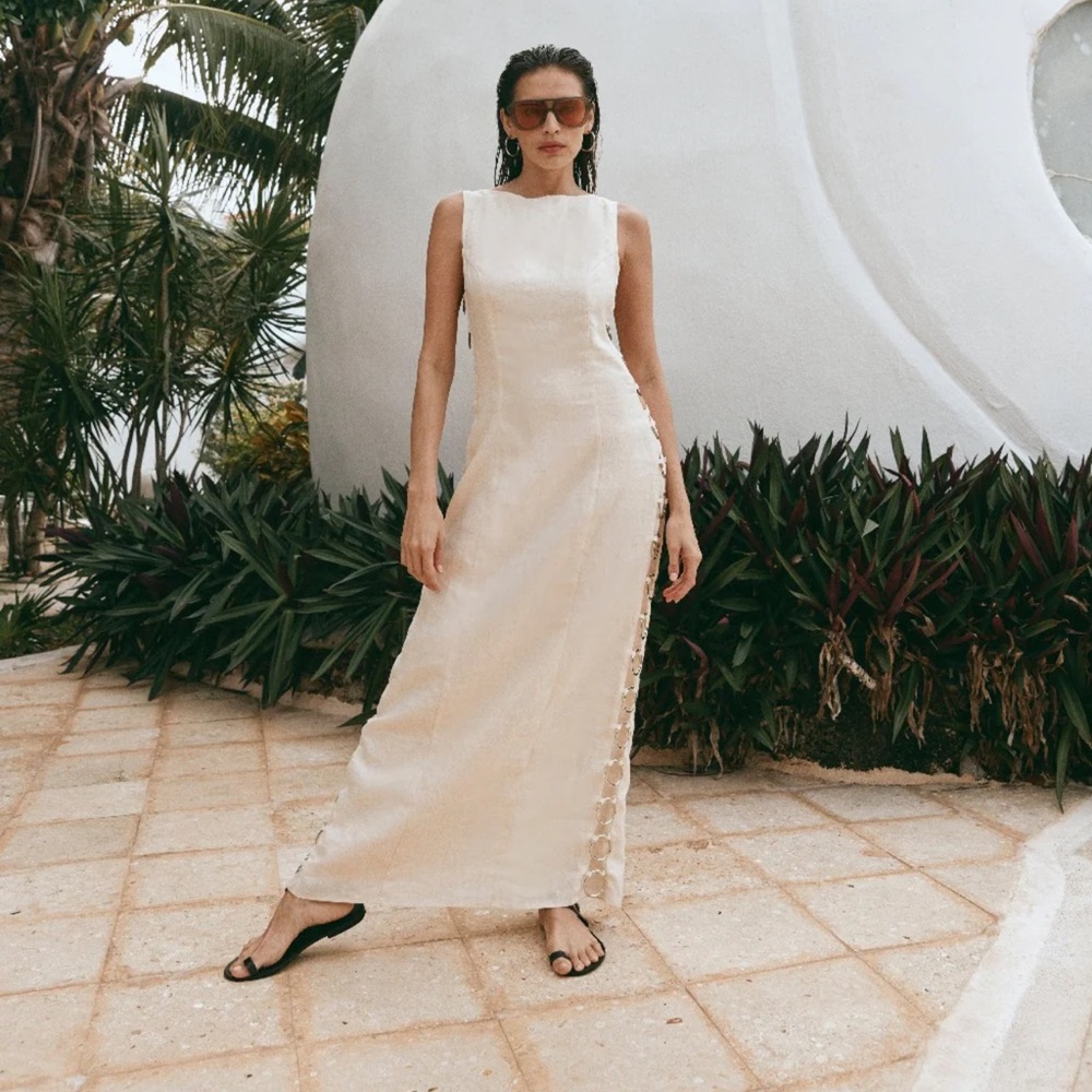 vrg grl discoteca linen maxi cream